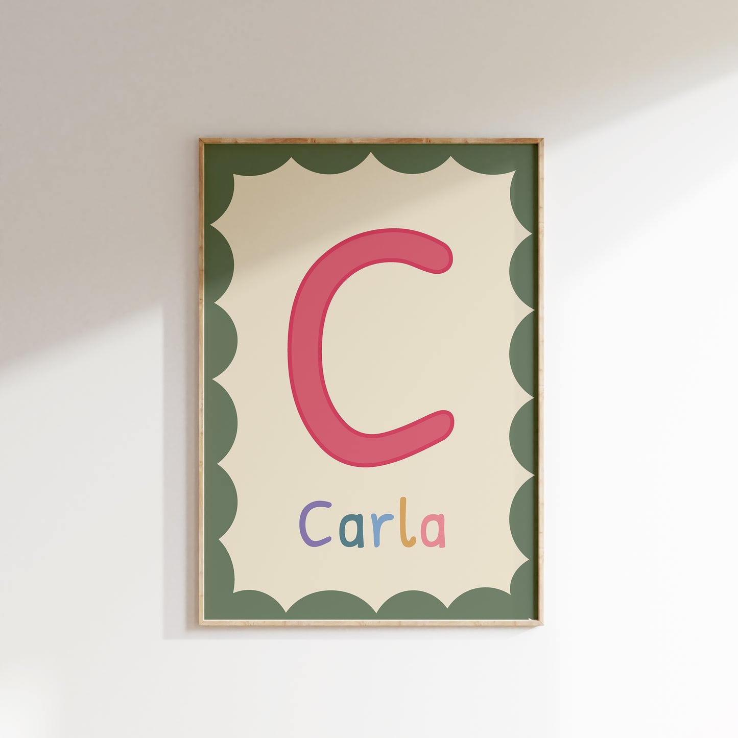Bogstavplakat med navn | Plakat med barnets forbogstav og navn '