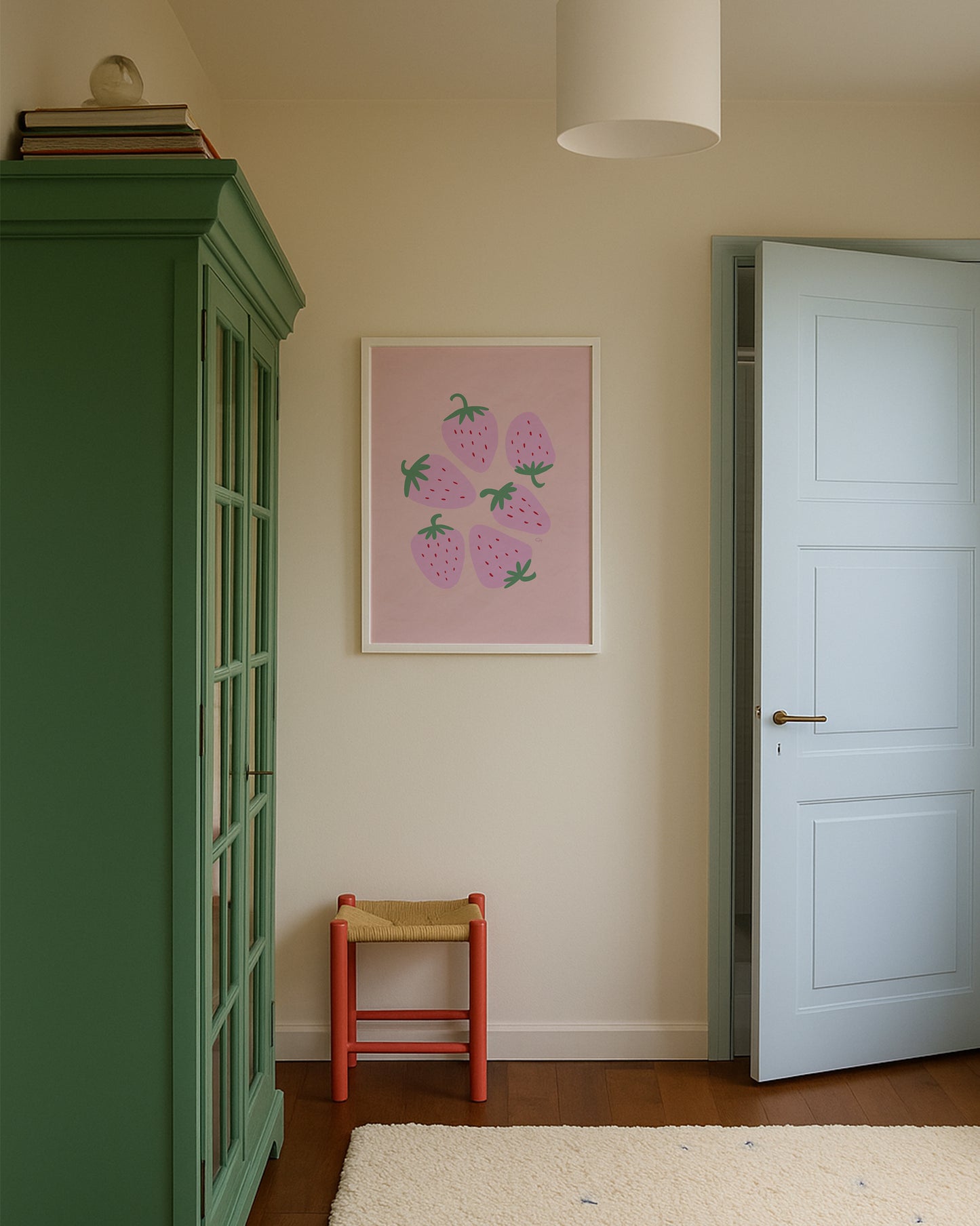 Berry Bliss | Plakat med lyserøde jordbær