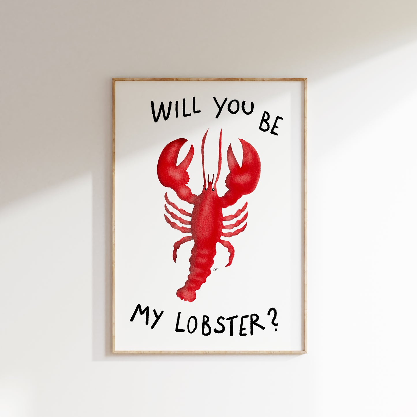 Lobster | Plakat med en rød hummer og tekst
