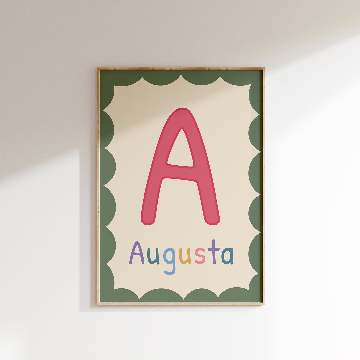 Bogstavplakat med navn | Plakat med barnets forbogstav og navn