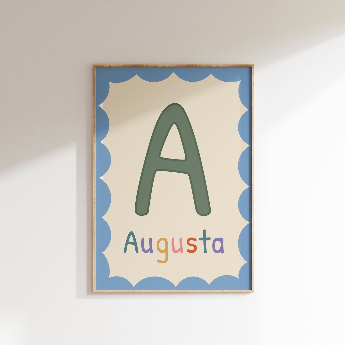 Bogstavplakat med navn | Plakat med barnets forbogstav og navn