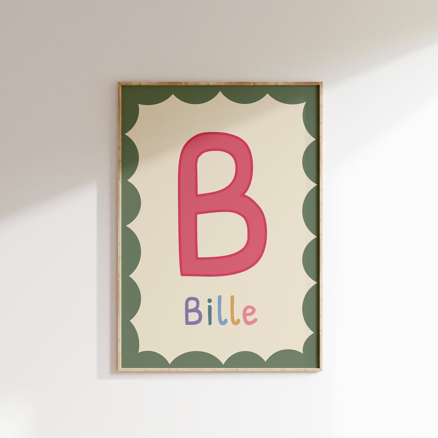 Bogstavplakat med navn | Plakat med barnets forbogstav og navn