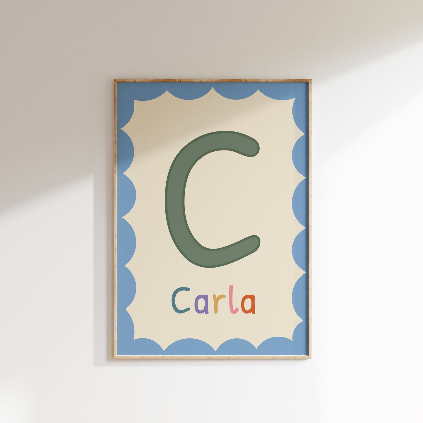 Bogstavplakat med navn | Plakat med barnets forbogstav og navn