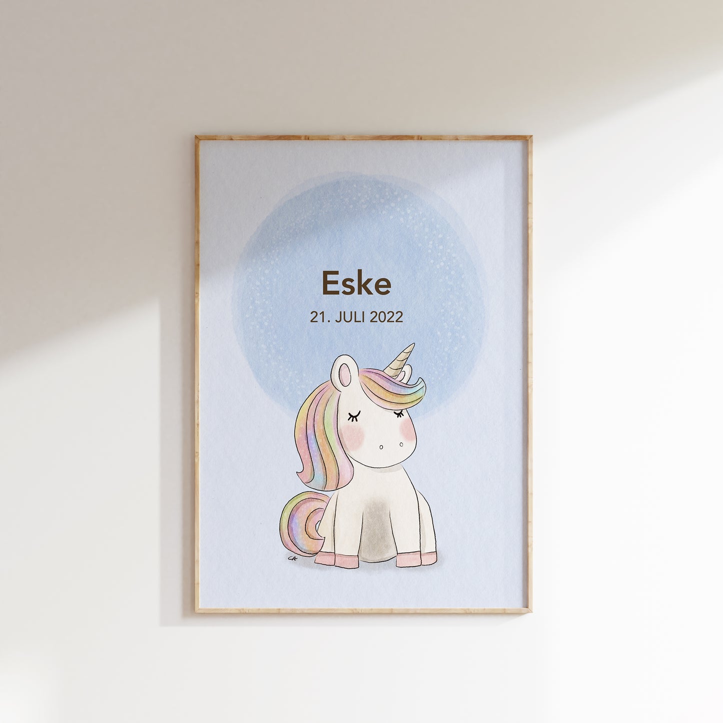 Navneplakat med enhjørning | Plakat med barnets navn