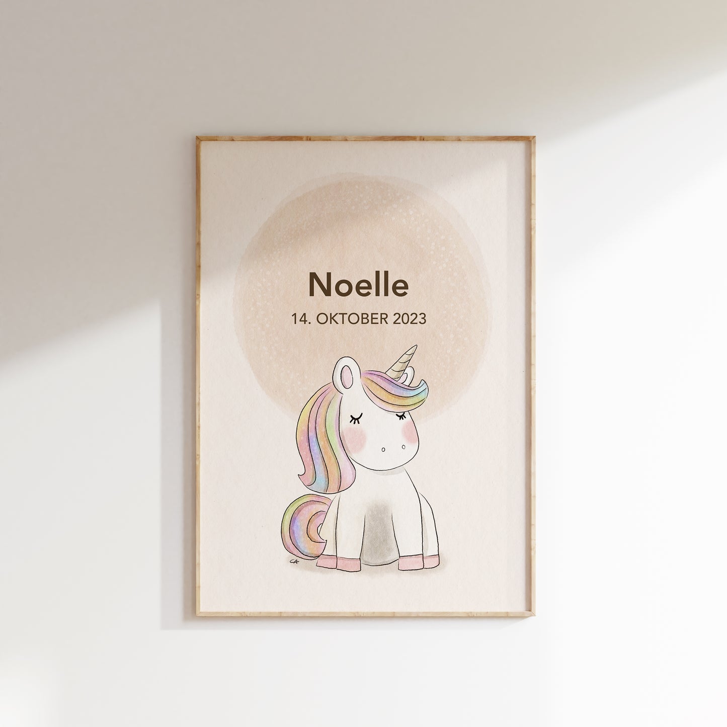 Navneplakat med enhjørning | Plakat med barnets navn