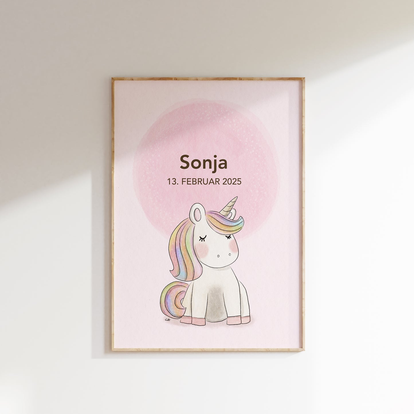 Navneplakat med enhjørning | Plakat med barnets navn