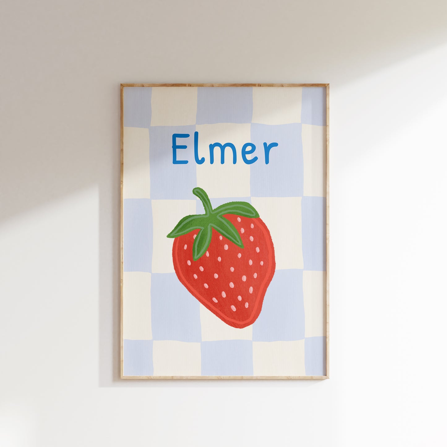 Navneplakat med jordbær eller kirsebær | Plakat med barnets navn