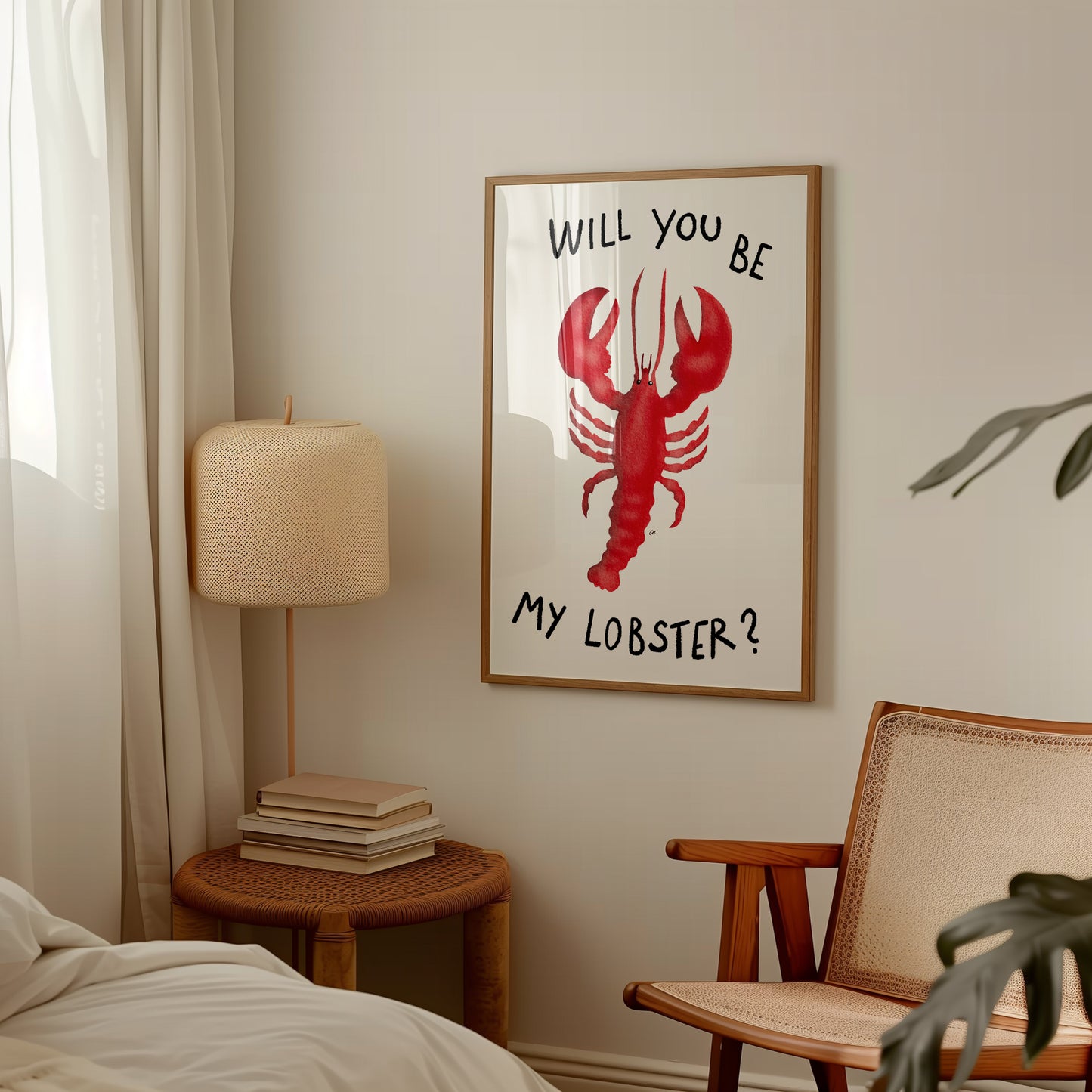 Lobster | Plakat med en rød hummer og tekst