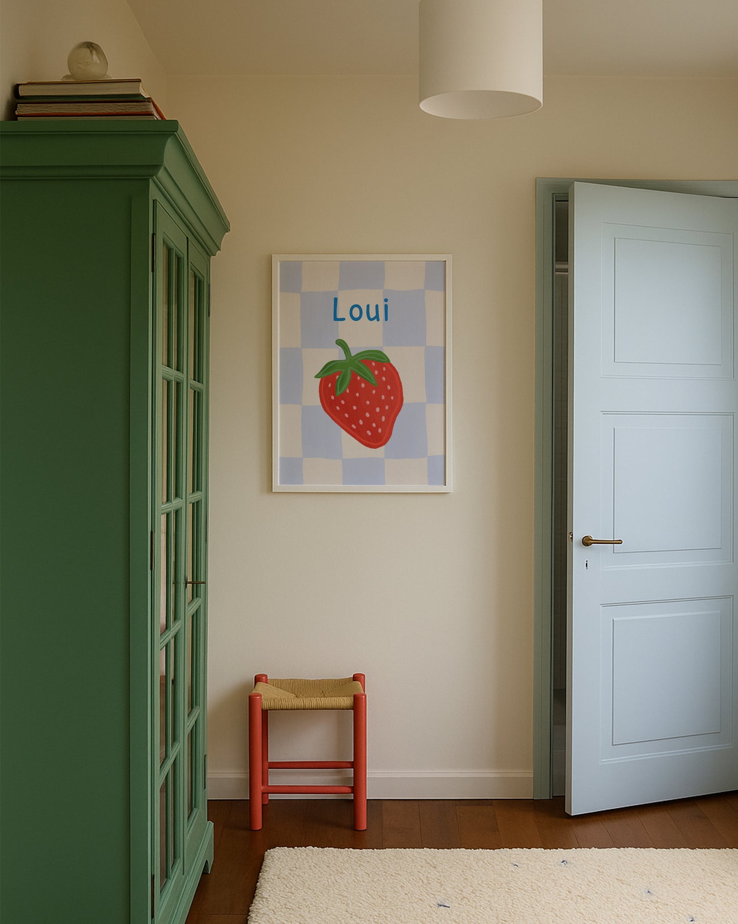 Navneplakat med jordbær eller kirsebær | Plakat med barnets navn