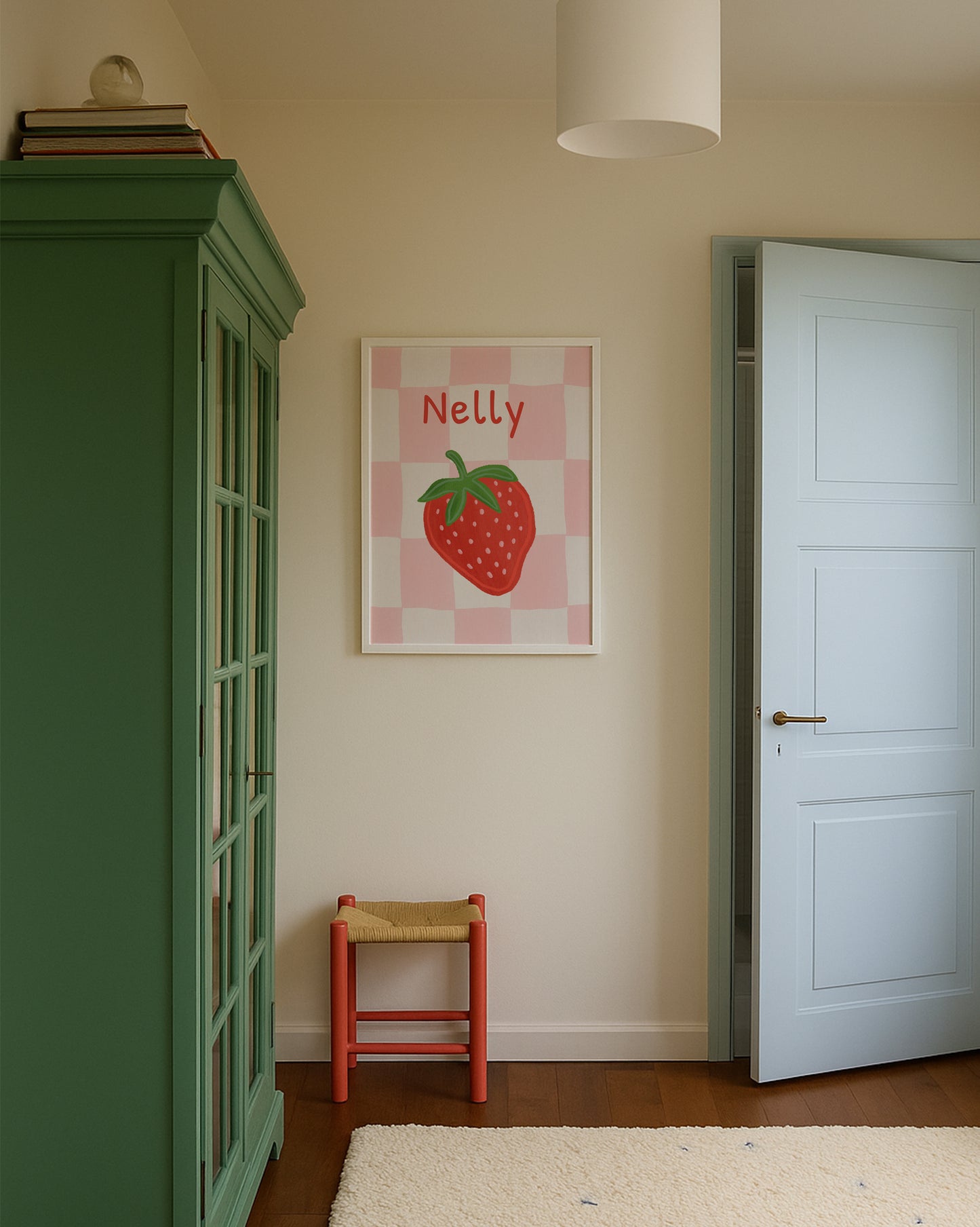 Navneplakat med jordbær eller kirsebær | Plakat med barnets navn