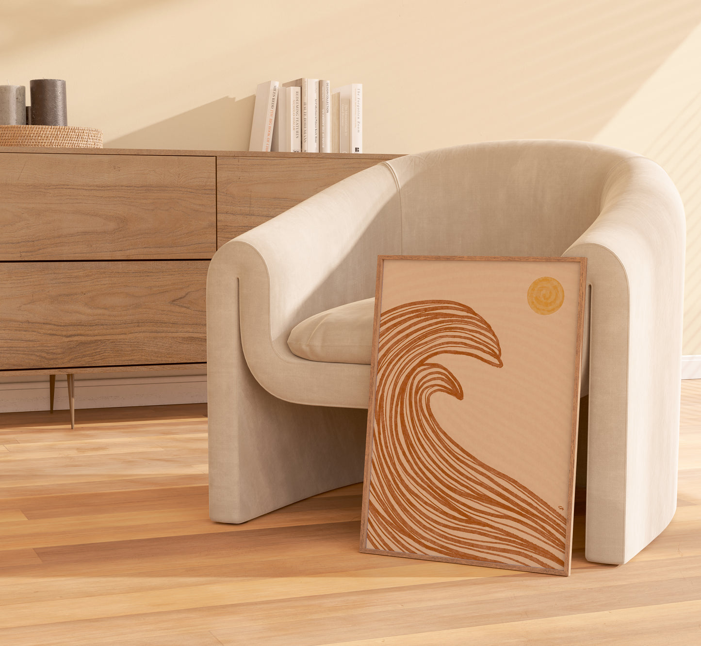 Ocean Flow | Plakat med en bølge og en sol